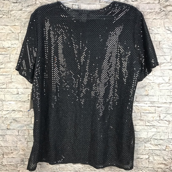 NOTATIONS NWT SIZE 1X BLOUSE-SHORT SLEEVE-SEQUINS - Picture 13 of 16